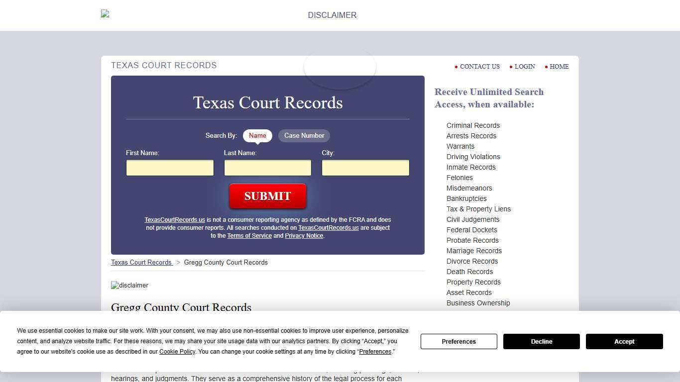 Gregg County Court Records TexasCourtRecords.us
