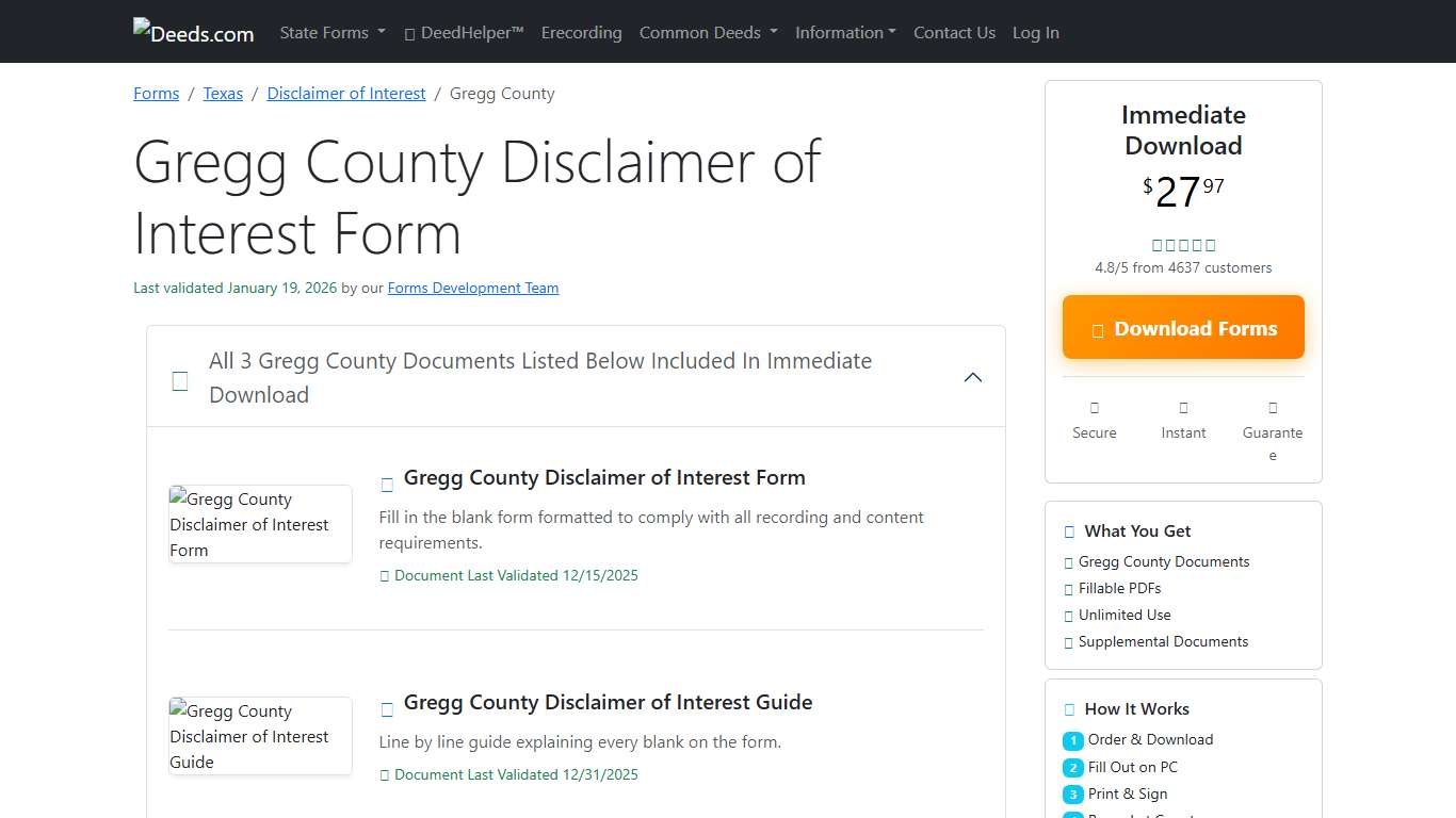 Gregg County Disclaimer of Interest Form Texas Deeds.com