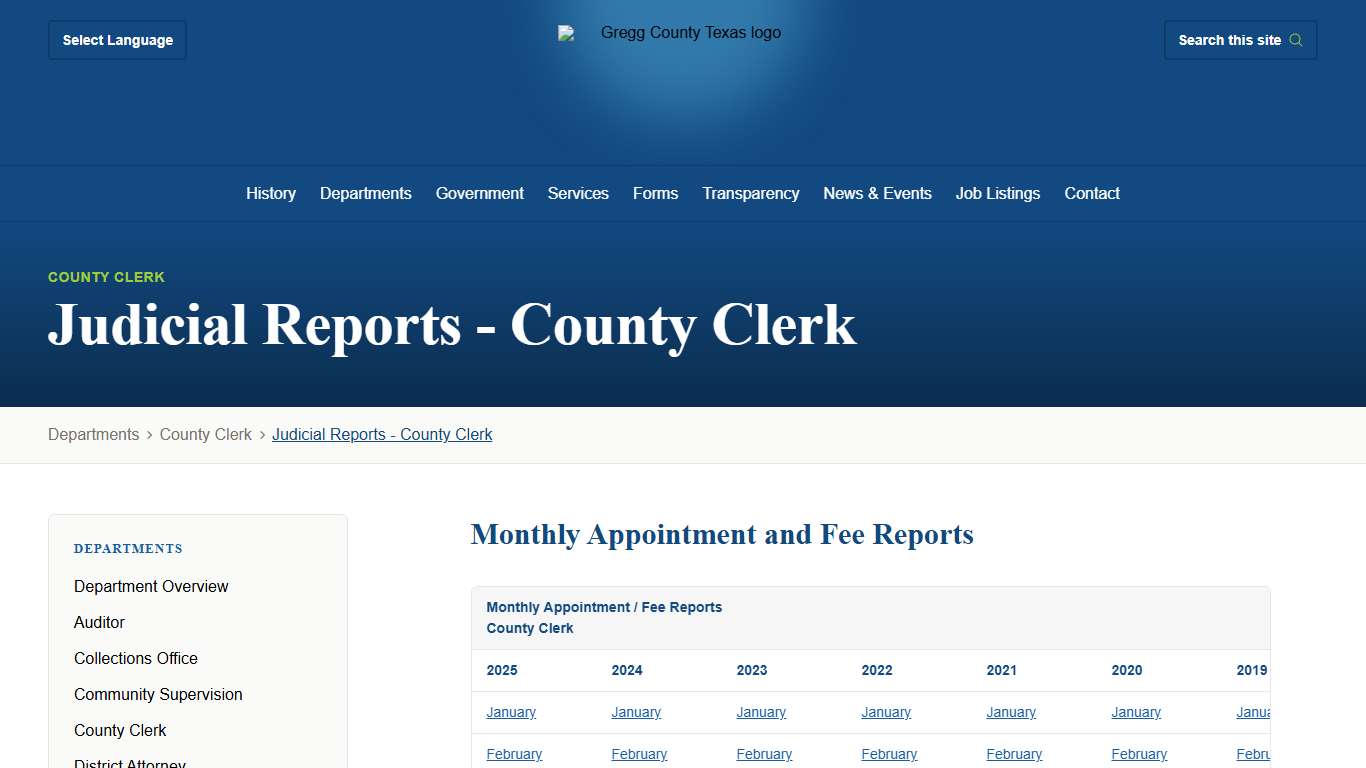 Judicial Reports - County Clerk / Gregg County