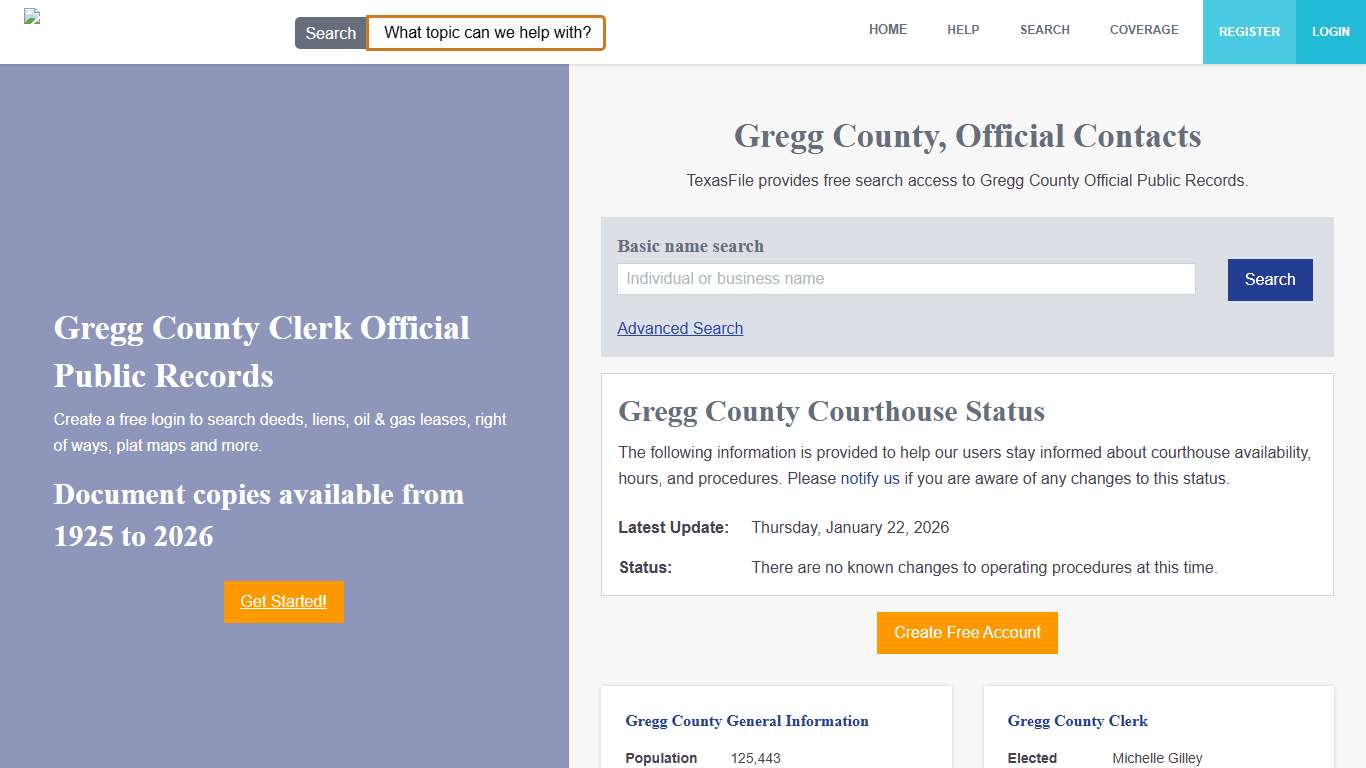 Gregg County Clerk Official Public Records TexasFile